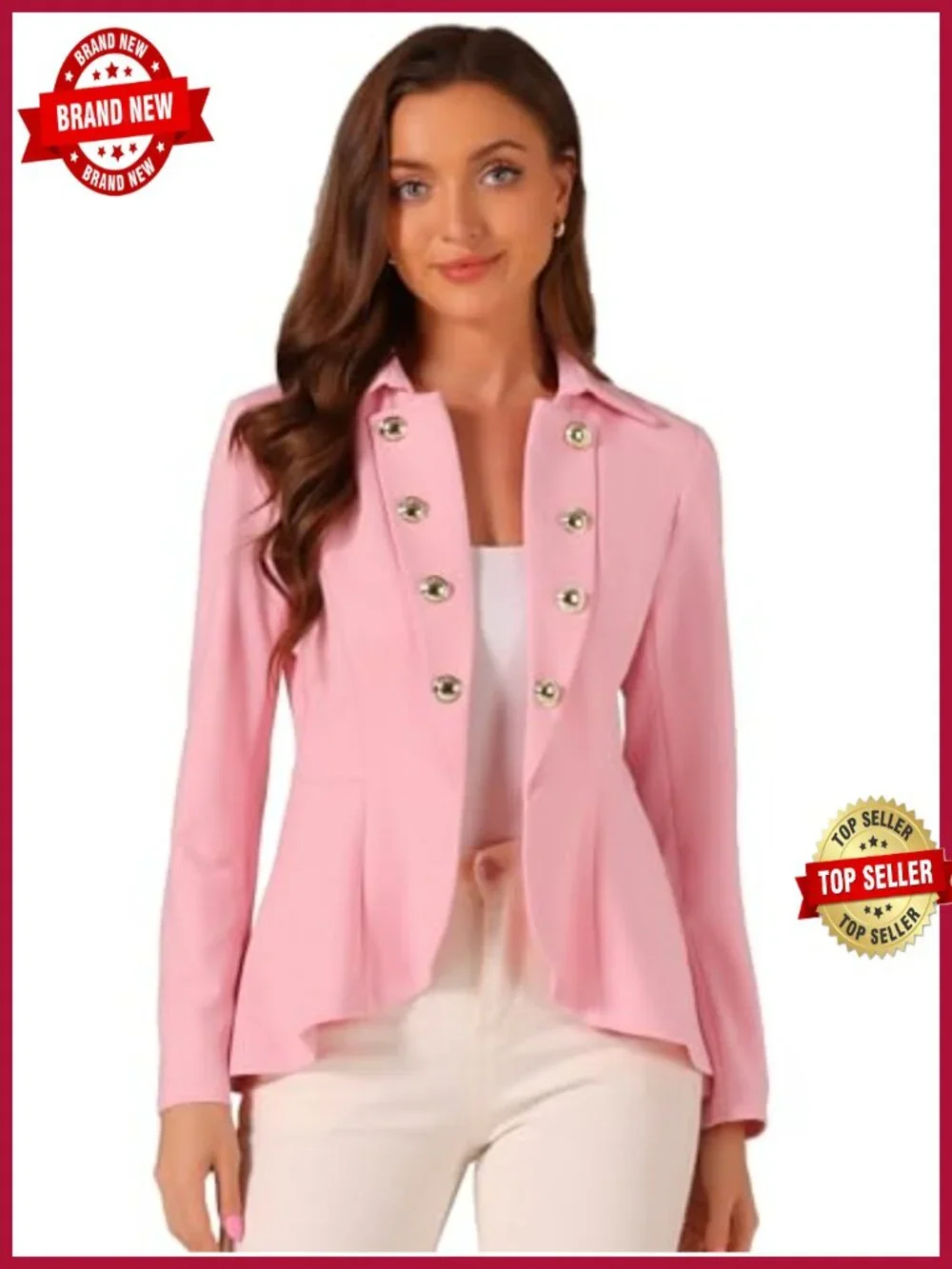 Allegra K Women's Steampunk Peplum Blazer Open Front Dressy Jacket